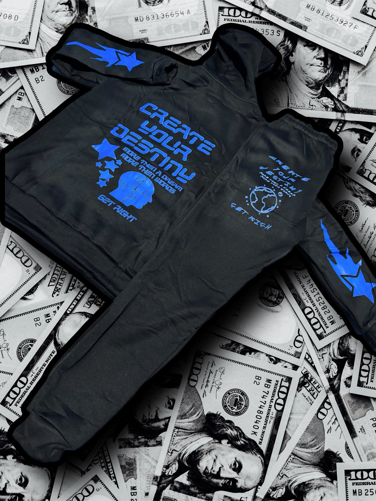 BLACK & BLUE SWEATSUIT