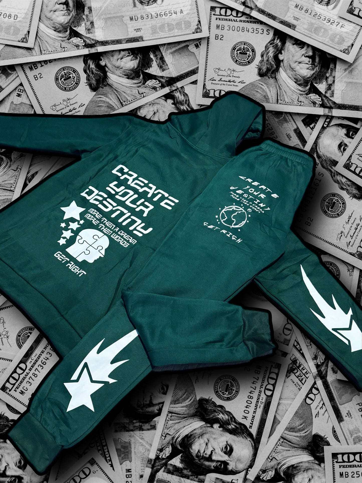 GREEN & WHITE SWEATSUIT