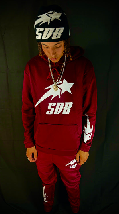 BURGUNDY & WHITE SWEATSUIT